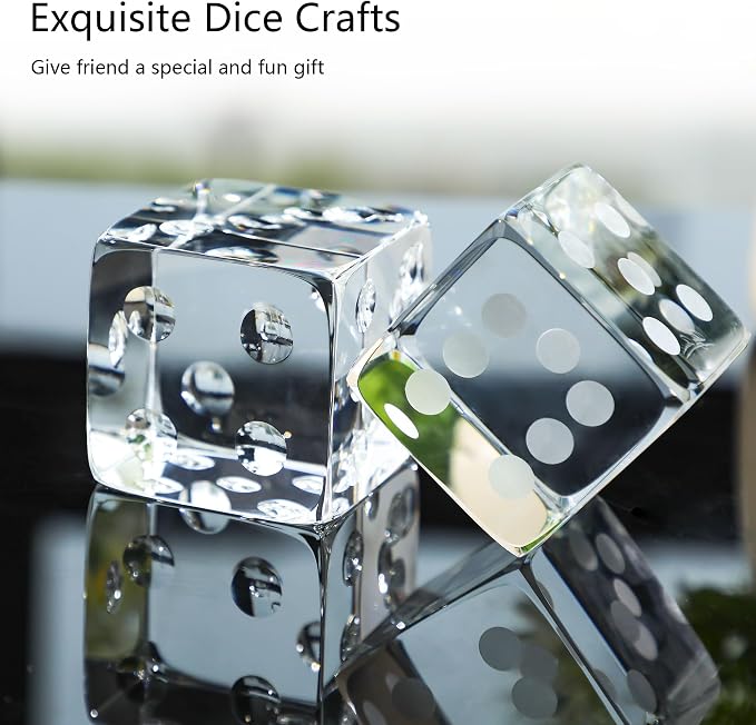 QFkris 2.2" Glass Dice Paperweight Glass Art Dice Figurine Paper Weights - Image 7