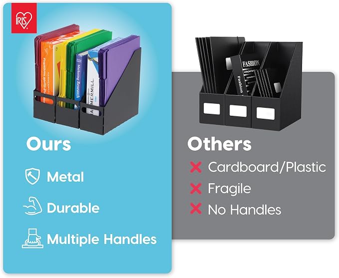 IRIS USA Magazine Holder, Compact File Storage Mini File Organizer - Image 3