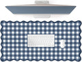 Scalloped‌ Checkered Desk Mat Cute Dark Blue XXL Large Gaming Mouse Pad Gingham by Unknown