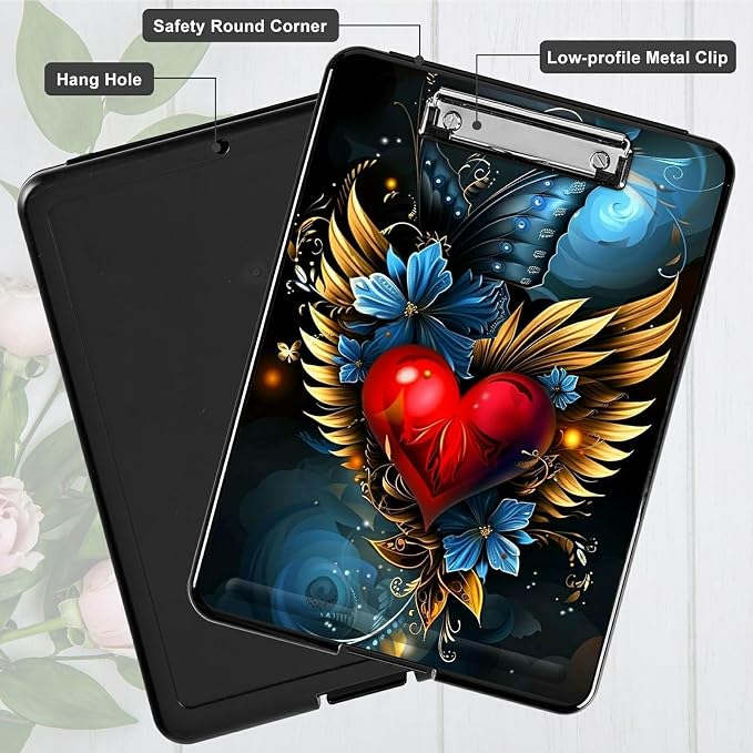 Winged Heart A4 Clipboard with Storage Pen Holder, Clipboards Organizer Nursing - Image 5