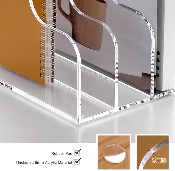 SANRUI Acrylic Desk Organizers, 5 Vertical Compartments A4 Folder Binder - Image 6