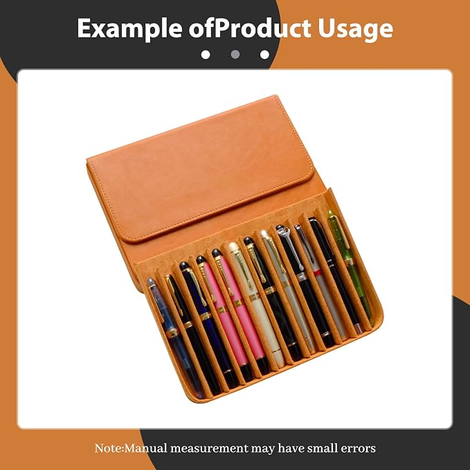 Leather 12 Fountain Pen/Pencil Tray Case Organizer, Fashion Design, Magnetic - Image 4