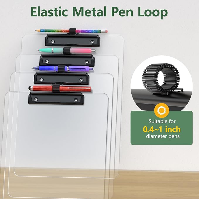 Clear Clipboard with Pen Holder, 8.5 x 11 Clip Board | Black Low Profile Clip - Image 3