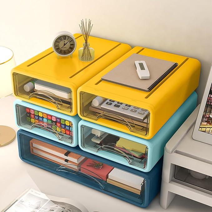 Desk Organizer with Drawers, Stackable Storage Drawers with Compartments - Image 5