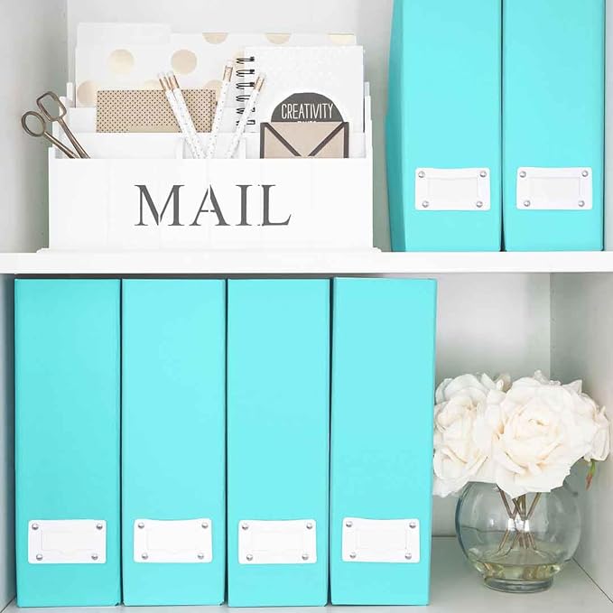 BLU MONACO Set of 6 Aqua Magazine File Holders | Foldable Magazine Storage Boxes - Image 7