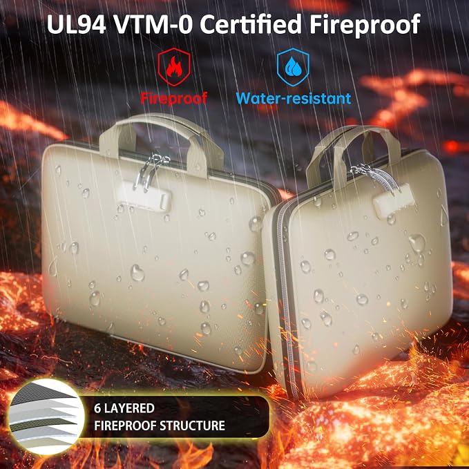 Fireproof File Organizer with Lock, Hard Case Fireproof Document Box with 13 - Image 2