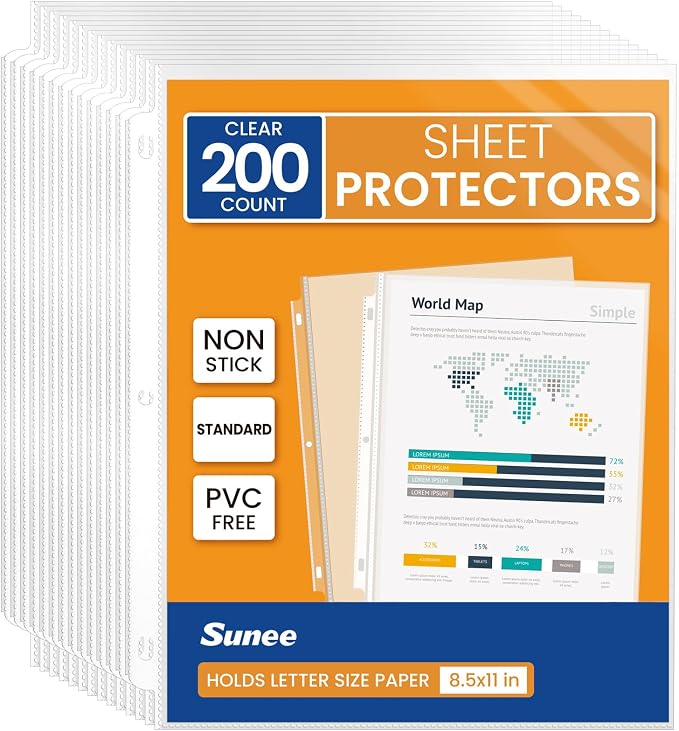 SUNEE Sheet Protectors 200 Packs by SUNEE