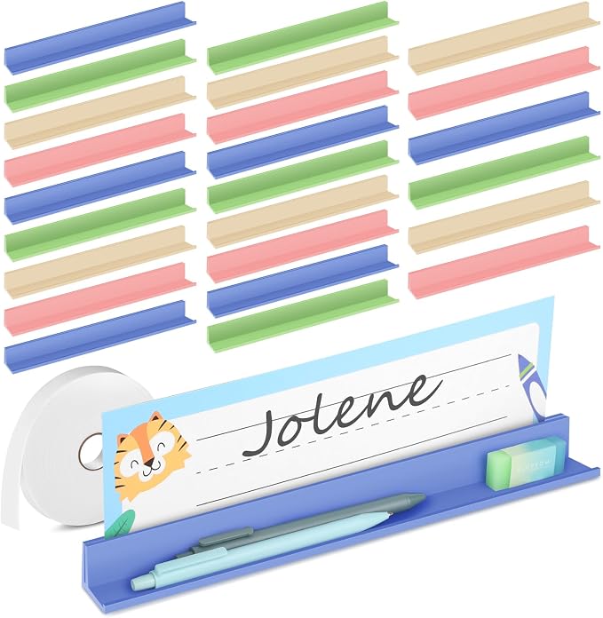 24 Pcs Color Classroom Desk Name Plates Holder, Name Tag Holders by MJOGGOTT