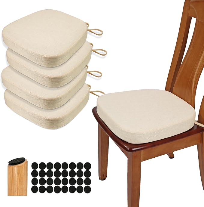 BUYUE Thickened 2.5" Dining Chair Cushions Set of 4, U-Shape High Density Foam by BUYUE