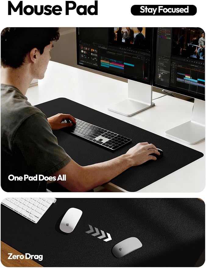 YSAGi Leather Desk Protector, Office Mat, Large Mouse Mat, Non-Slip PU Leather - Image 4