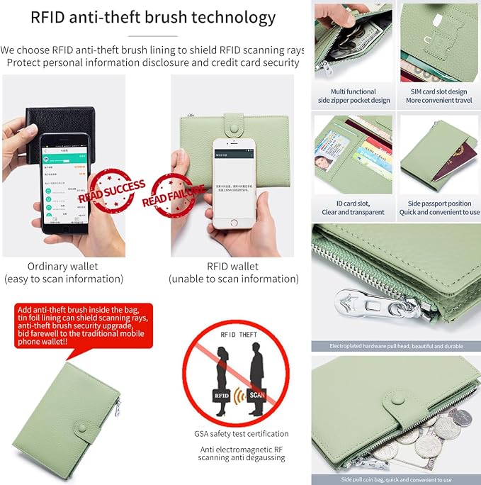 Genuine Leather RFID Blocking Passport Holder Wallet, Travel Document Organizer - Image 4