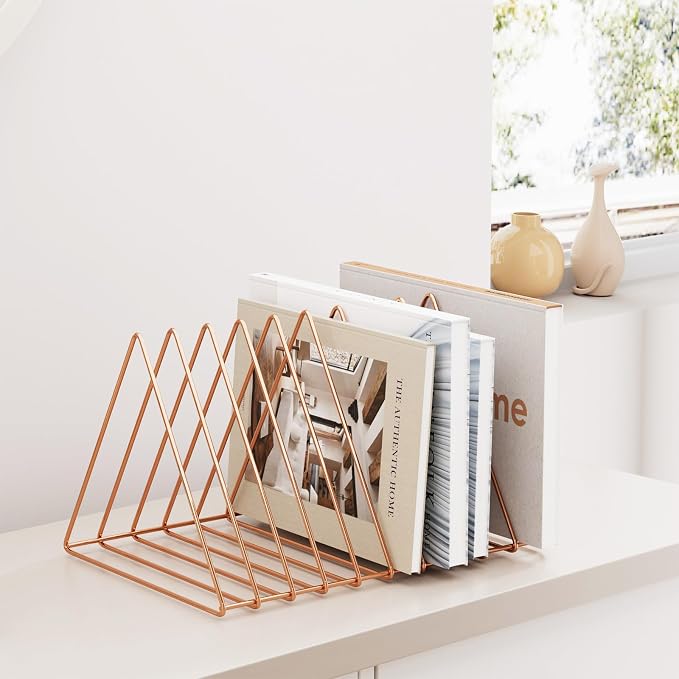 Urban Deco Triangle Desk Organizers Metal Wire Magazine Holder 10 Sections - Image 3