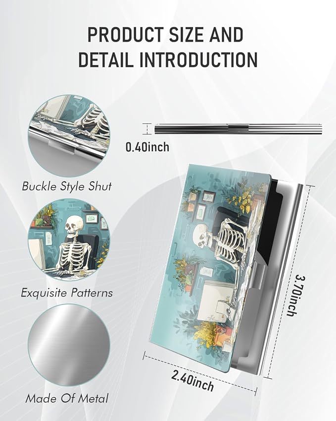 Business Card Metal Slim Organizer, Professional Stainless Steel Square Pocket - Image 3