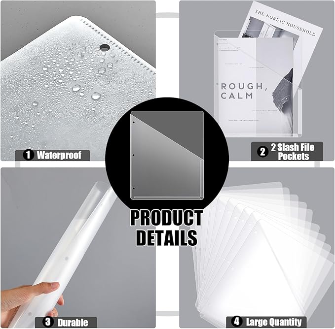 Seajan 200 Pcs Pocket Folders for 3 Ring Binder Clear Plastic Folders Sleeves - Image 3