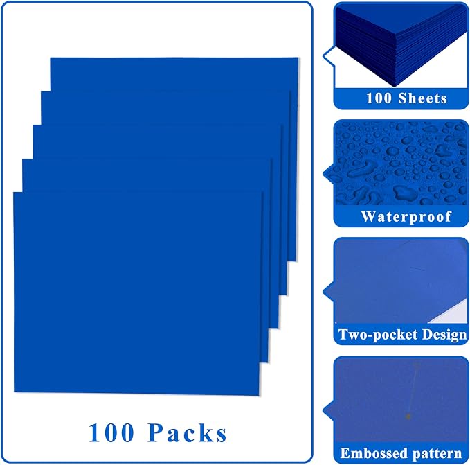 Zzrywuty File folders with Pockets, 100 Pack Paper Folders with Card Slot - Image 4