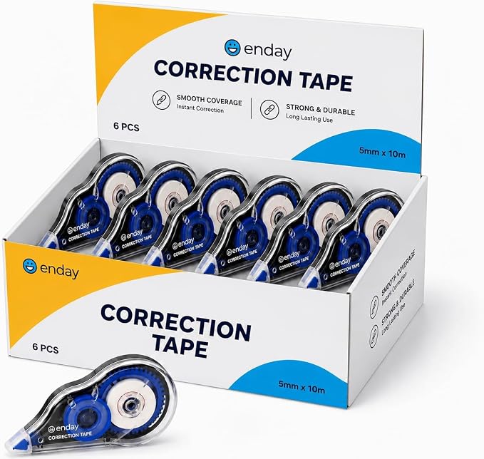 Enday White Out Correction Tape, Jumbo Corrective Tape 32.8 Feet, Plastic Blue by Enday