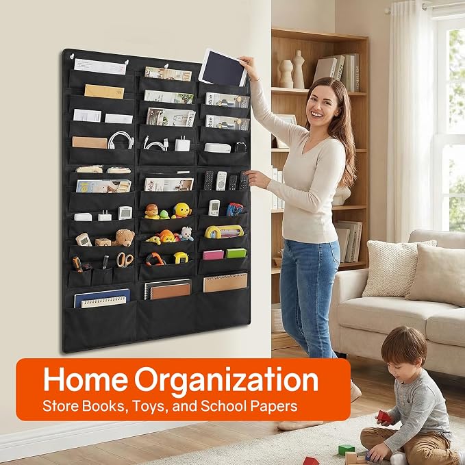 SUNEE 30 Pockets Hanging Wall File Organizer, Space Saver - Image 6