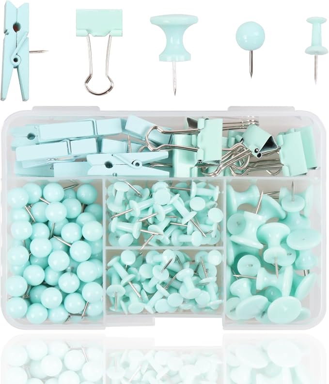 Push Pins Set, 5 Types Pushpins Thumbtacks by Vitalili
