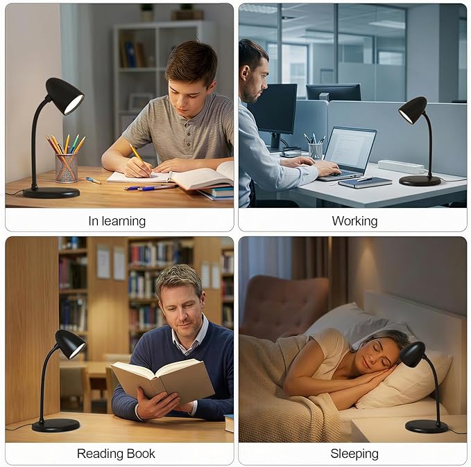LED Desk Lamp for Home Office, 3 Light Colors, Table Lamp, Dimmable Reading - Image 3