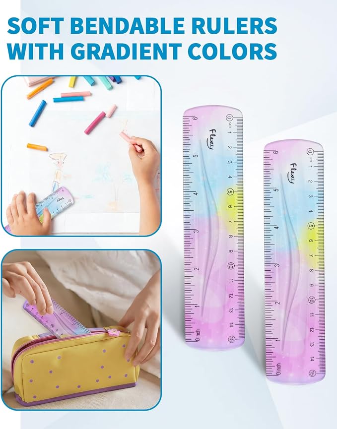 2 Pack Flexible Ruler Set, 6 Inch Bendable Rulers - Image 5