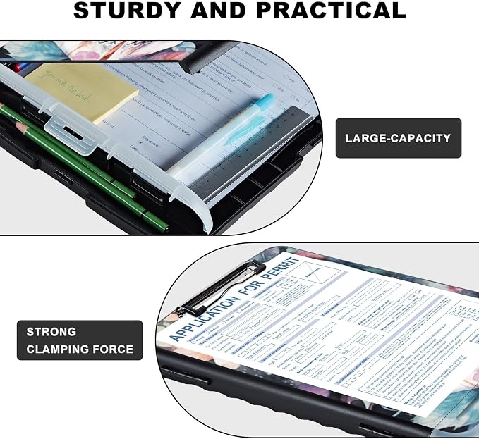 Clipboard with Storage, Heavy Duty Plastic Storage Clipboard with Low Profile - Image 3