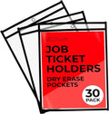 30 Pack Job Ticket Holders, Plastic Sleeves by Redwix