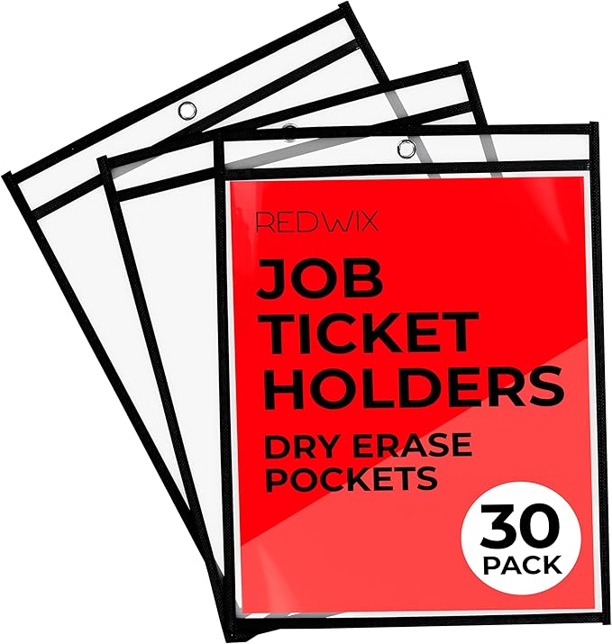 30 Pack Job Ticket Holders, Plastic Sleeves by Redwix