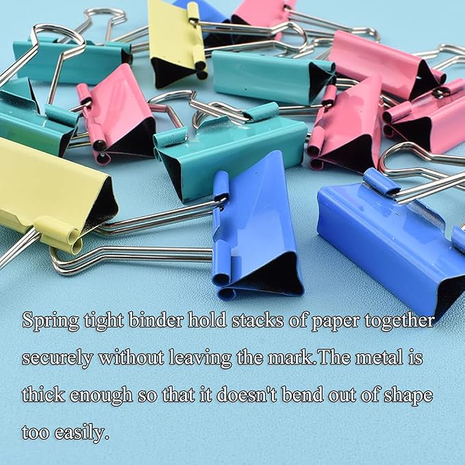 HAHIYO Binder Clips Paper Clamps Spring Steel Sturdy Medium 1.26 inches Width - Image 5