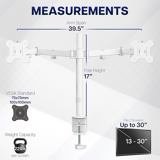 VIVO Dual Ultrawide Monitor Desk Mount, Heavy Duty Fully Adjustable Steel Stand - Image 4