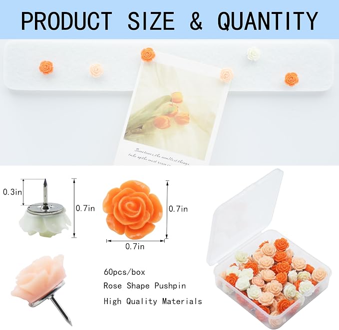 YOUDEFUL 60Pcs Decorative Pushpins, Cork Board Tacks, Bulletin Board Tacks - Image 2