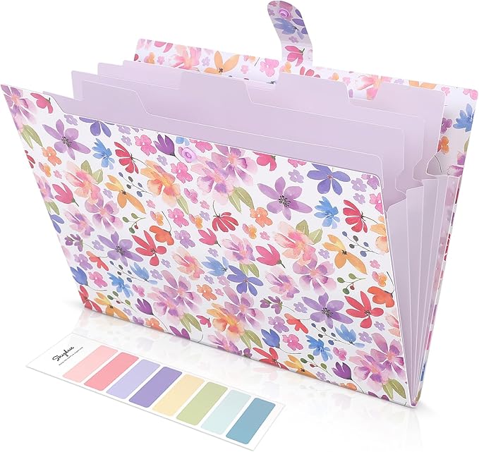 SKYDUE Accordion File Organizer, Floral Expanding File Folders by SKYDUE