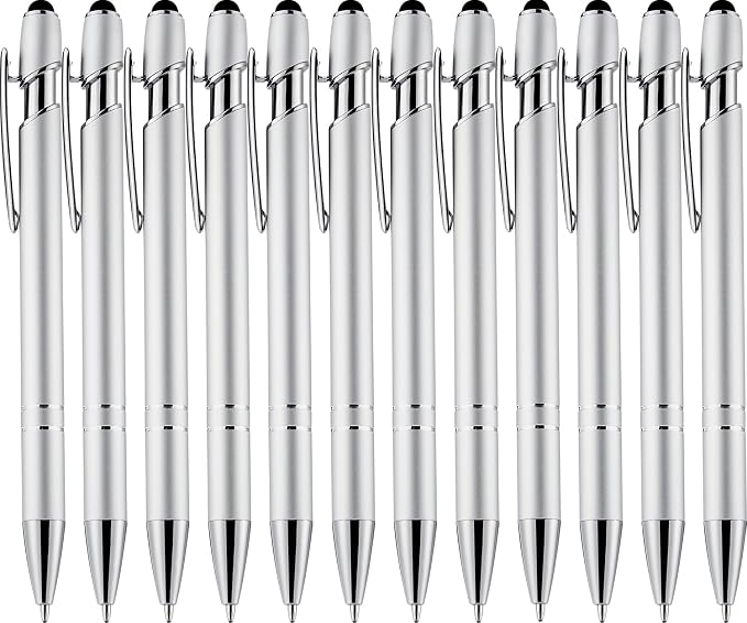 LINFANC 12 Pack Silver Ballpoint Pen by LINFANC