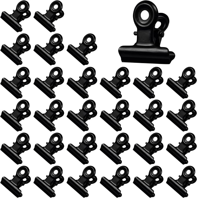 30Pcs 22mm Metal Binder Clips, Mini Bulldog Paper Clamps Bull Clips, Hinge Clips by Unknown