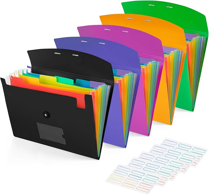 5 Pack 7-Pockets Expanding File Folder Accordion File Organizer, A4 Letter Size by CASAON