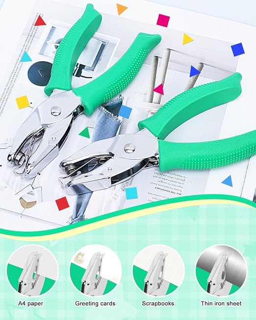 UCEC 1/6" Square Shape Hole Punch Metal Handheld Paper Punches - Image 4