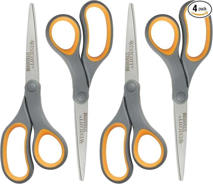 Westcott 8-Inch Titanium Bonded Straight Scissors, Soft Handle by Westcott