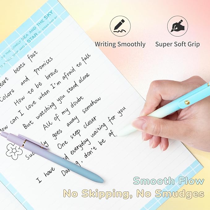 UIXJODO 6 Pcs Gel Pens 0.5mm Quick Dry Black Ink Pens Fine Point Smooth Writing - Image 5