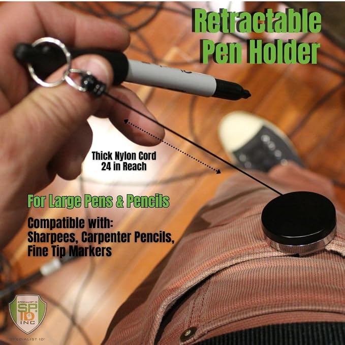 2 Pack - Heavy Duty Retractable Pull Pen Holder - Ideal - Image 3