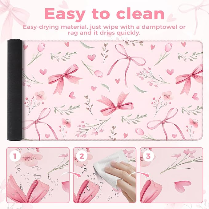 iCasso Pink Desk Mat, Cute Desk Pad - Image 5