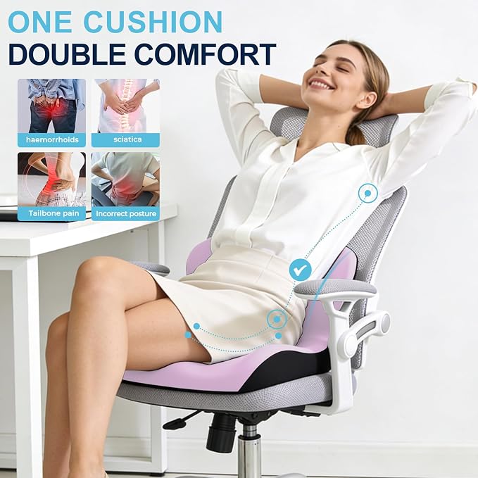 Seat Cushion for Office Chair and Car, L-Shaped Ergonomic Car Seat Cushions - Image 3