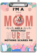 I'm a Pitbull Mom and a Registered Nurse Nothing Scares Me Acrylic Clipboard by Ninety3POD