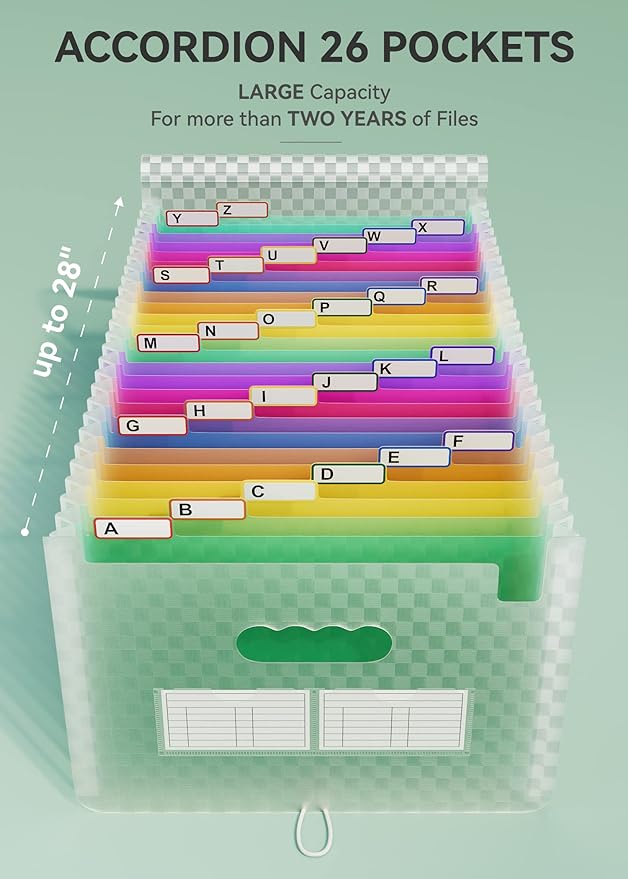 ABC life 26-Pocket Accordion File Organizer, Expandable Monthly Bill & Receipt - Image 2