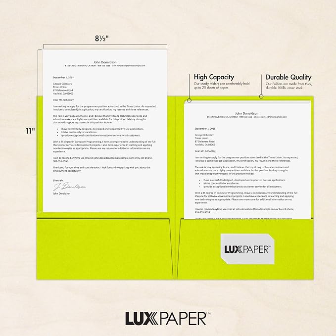 9 x 12 Presentation Folders in 100 lb. Wasabi - Image 4
