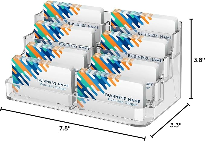 MaxGear Acrylic Business Card Holder, Desktop Card Display Stand, 8 Pockets | - Image 9
