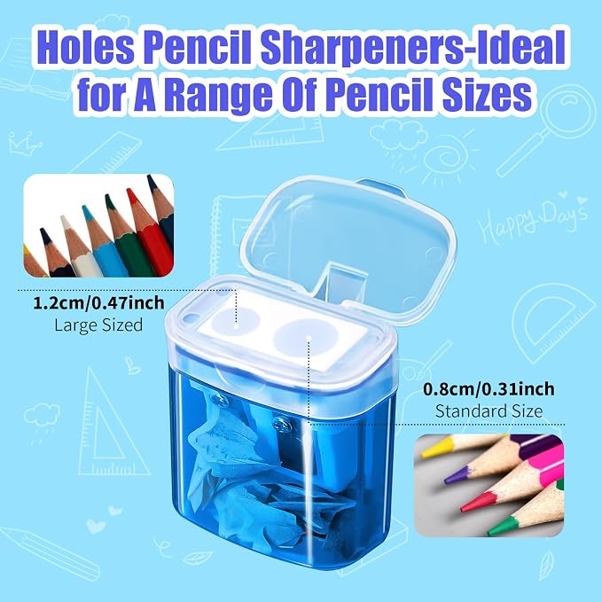 OCHIDO 100 Pack Pencil Sharpeners Bulk, School Supplies Double Hole Sharpener - Image 3
