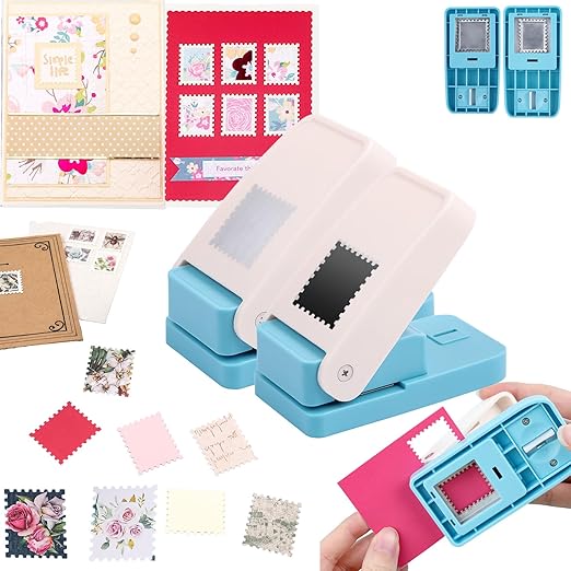 BAOFALI 2Pcs/Set Stamp Puncher 1x1inch &1x0.8inch Rectangular Postage Stamp by BAOFALI