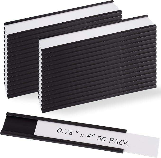 Realth C Channel Magnetic Label Holders 0.78" x 4" 30 Pack | Magnetic Name Plate by Realth