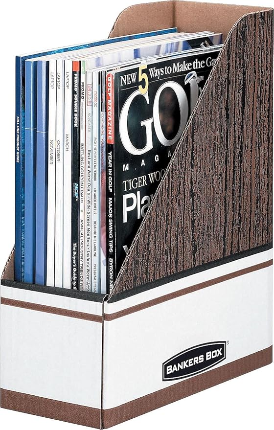 Bankers Box 07223 Corrugated Cardboard Magazine File, Wood Grain - Image 2