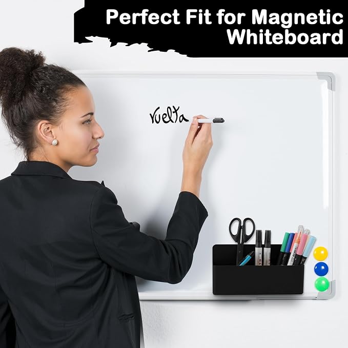 KITANIS Magnetic Pen Holder, 3 Compartments Magnetic Dry Erase Marker Holder - Image 5