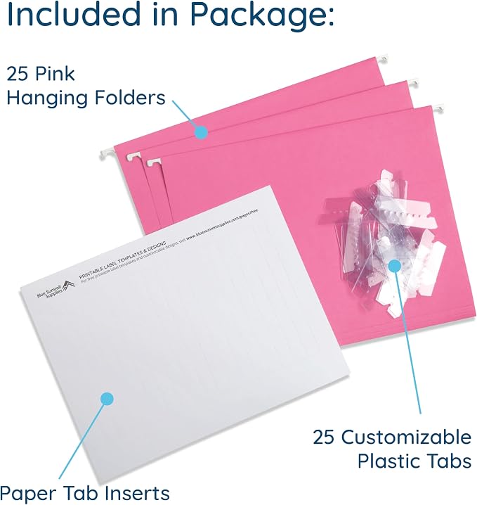 Blue Summit Supplies 25 Pink Hanging File Folders Letter Size, Reinforced - Image 2